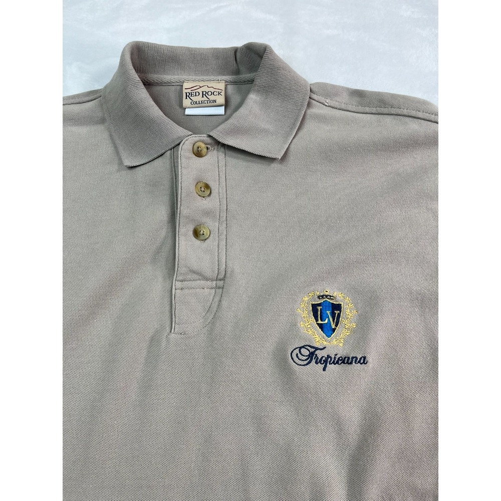 VTG Tropicana Las Vegas Mens M Polo‎ Shirt Brown Embroidered